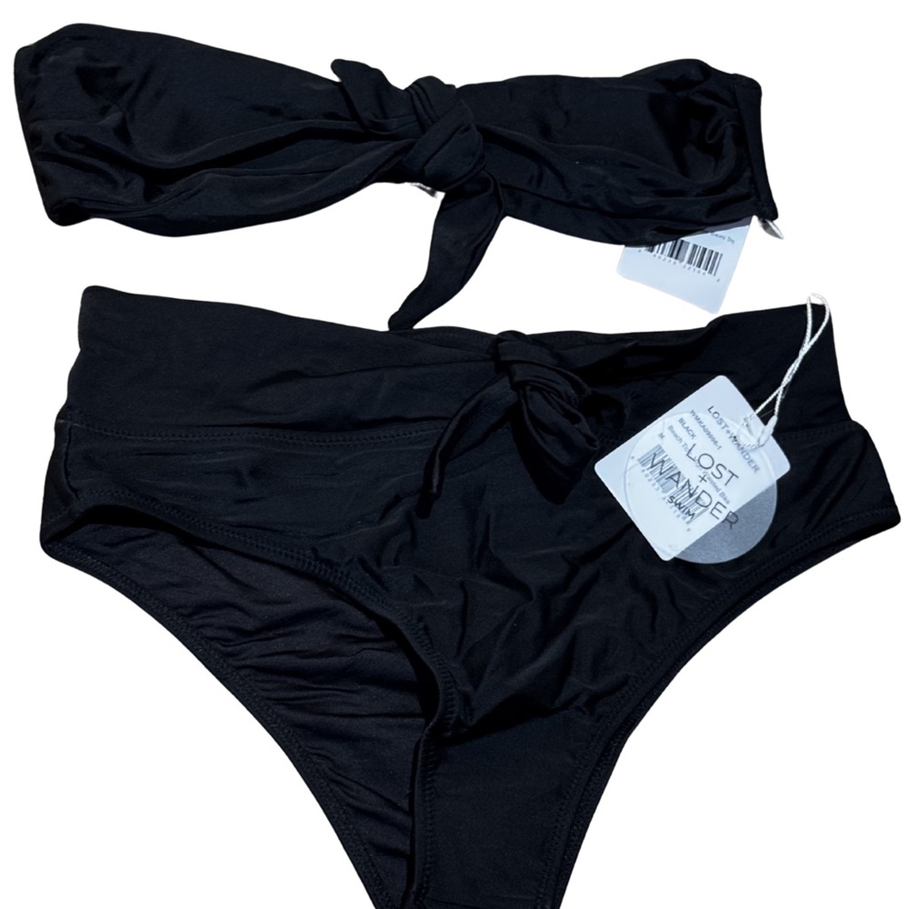 Lost + Wander Black Bandeau Tie Bikini Set